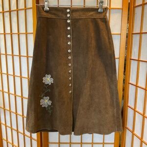 Darling, True Vintage 1970’s Genuine Leather snap button brown skirt